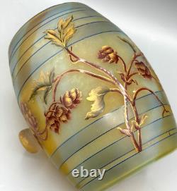 Superbe Vase Tonneau Pate De Verre Art Nouveau Aux Houblons Daum Nancy 1895