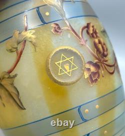 Superbe Vase Tonneau Pate De Verre Art Nouveau Aux Houblons Daum Nancy 1895