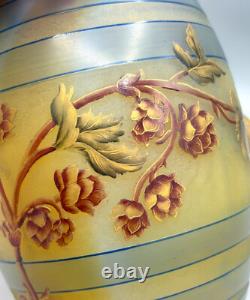 Superbe Vase Tonneau Pate De Verre Art Nouveau Aux Houblons Daum Nancy 1895