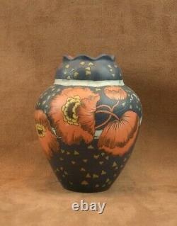 Superbe Vase Villeroy & Boch Mettlach Gres Art Nouveau A Decor De Pavots