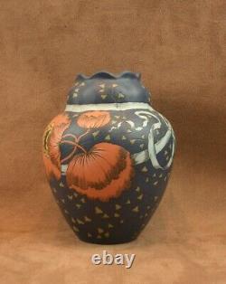 Superbe Vase Villeroy & Boch Mettlach Gres Art Nouveau A Decor De Pavots