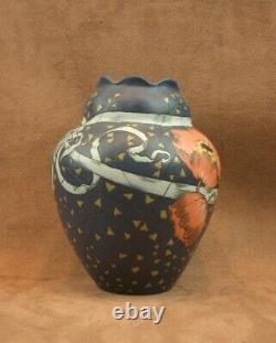 Superbe Vase Villeroy & Boch Mettlach Gres Art Nouveau A Decor De Pavots