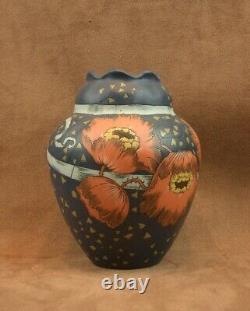 Superbe Vase Villeroy & Boch Mettlach Gres Art Nouveau A Decor De Pavots