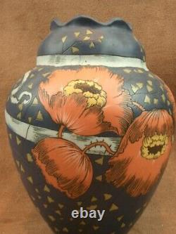 Superbe Vase Villeroy & Boch Mettlach Gres Art Nouveau A Decor De Pavots