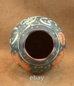 Superbe Vase Villeroy & Boch Mettlach Gres Art Nouveau A Decor De Pavots
