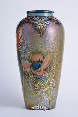 Superbe ancien vase Montières Amiens 1917 Art Nouveau Antique Jugendstil céramic