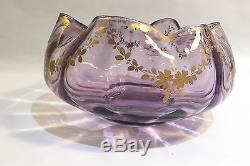Superbe coupe, vase bourse en cristal émaillé art nouveau Mont Joye, Legras