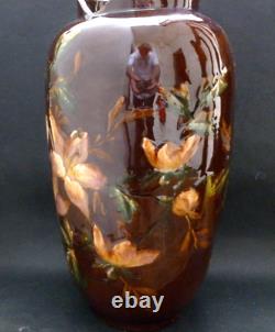 Superbe et grand vase en barbotine Art Nouveau Jugenstil