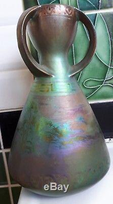Superbe vase Art Nouveau Massier irisé