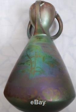 Superbe vase Art Nouveau Massier irisé