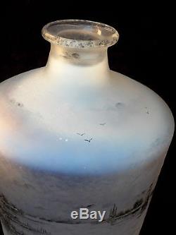 Superbe vase Daum delf grisaille, 1895, era galle art-nouveau