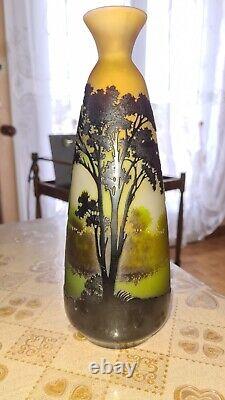 Superbe vase Gallé art Nouveau Pâte De Verre 29 Cm Ttb