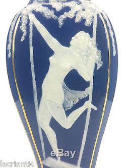 Superbe vase bleu porcelaine Limoges Chaufriasse décor Art Nouveau XXeme