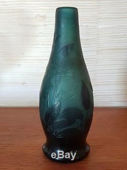Superbe vase soliflore Art nouveau signé d'Argental (Paul Nicolas) décor dégagé