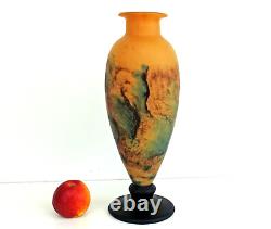 TIEF Grand VASE EN PATE DE VERRE MARMOREEN STYLE ART NOUVEAU (41cm) Signé