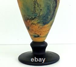 TIEF Grand VASE EN PATE DE VERRE MARMOREEN STYLE ART NOUVEAU (41cm) Signé
