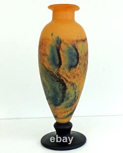 TIEF Grand VASE EN PATE DE VERRE MARMOREEN STYLE ART NOUVEAU (41cm) Signé