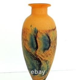 TIEF Grand VASE EN PATE DE VERRE MARMOREEN STYLE ART NOUVEAU (41cm) Signé