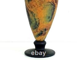 TIEF Grand VASE EN PATE DE VERRE MARMOREEN STYLE ART NOUVEAU (41cm) Signé