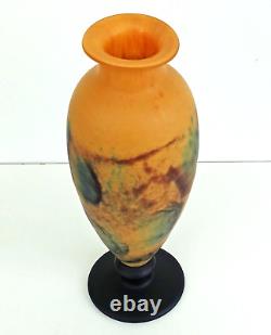 TIEF Grand VASE EN PATE DE VERRE MARMOREEN STYLE ART NOUVEAU (41cm) Signé