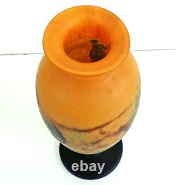 TIEF Grand VASE EN PATE DE VERRE MARMOREEN STYLE ART NOUVEAU (41cm) Signé