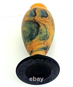 TIEF Grand VASE EN PATE DE VERRE MARMOREEN STYLE ART NOUVEAU (41cm) Signé