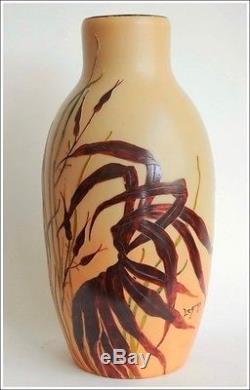 Très important vase Legras Art Nouveau, série Algues, signé