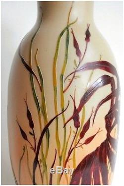 Très important vase Legras Art Nouveau, série Algues, signé