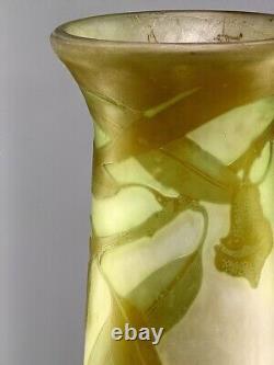 Très Grand Gallé vase original art nouveau verre 48cm