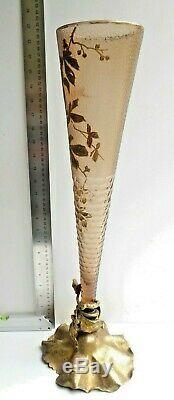 Très haut Vase Cornet, Art Nouveau Japonisant, 58cm! Cristalleries de Pantin, L