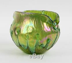 Unusual Loetz Art Nouveau Glass Vase Applied Trails Kralik Jugenstil Wien