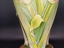 VASE 37cm EN BARBOTINE 1900 FAÏENCE ART NOUVEAU FAÏENCERIE FIVES-LILLE DB D-1148