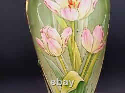 VASE 37cm EN BARBOTINE 1900 FAÏENCE ART NOUVEAU FAÏENCERIE FIVES-LILLE DB D-1148