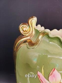 VASE 37cm EN BARBOTINE 1900 FAÏENCE ART NOUVEAU FAÏENCERIE FIVES-LILLE DB D-1148