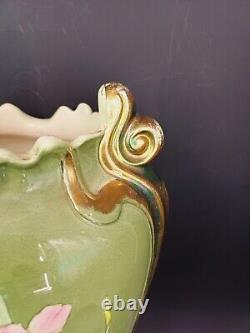 VASE 37cm EN BARBOTINE 1900 FAÏENCE ART NOUVEAU FAÏENCERIE FIVES-LILLE DB D-1148