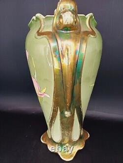 VASE 37cm EN BARBOTINE 1900 FAÏENCE ART NOUVEAU FAÏENCERIE FIVES-LILLE DB D-1148