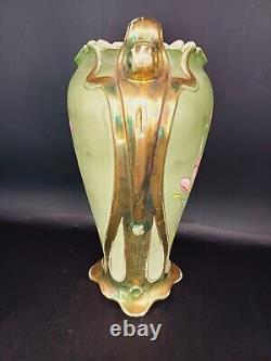 VASE 37cm EN BARBOTINE 1900 FAÏENCE ART NOUVEAU FAÏENCERIE FIVES-LILLE DB D-1148