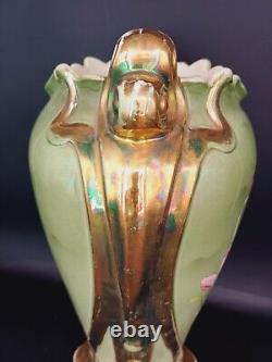 VASE 37cm EN BARBOTINE 1900 FAÏENCE ART NOUVEAU FAÏENCERIE FIVES-LILLE DB D-1148