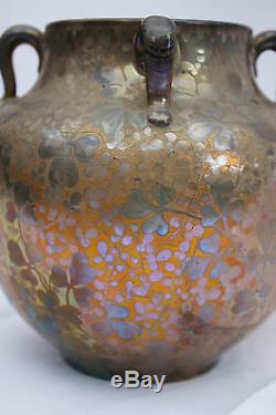 Vase 4 Anses KG Luneville Art Nouveau Decor De Treffles Louis Majorelle