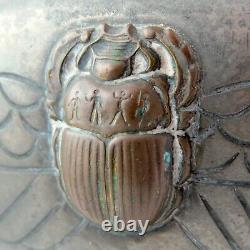 VASE Ancien SCARABÉES Art Nouveau/Deco BENEDICT KARNAK BRASS, Egypte/beetles