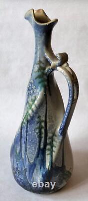 VASE Art Nouveau by JEAN JOHANNEL Terre Cuite Enameled Terracotta Ferney Voltair