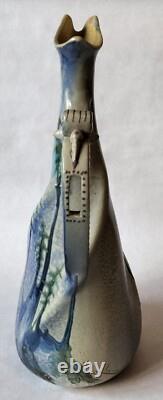 VASE Art Nouveau by JEAN JOHANNEL Terre Cuite Enameled Terracotta Ferney Voltair