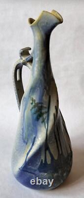 VASE Art Nouveau by JEAN JOHANNEL Terre Cuite Enameled Terracotta Ferney Voltair