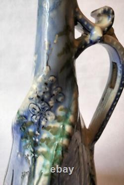 VASE Art Nouveau by JEAN JOHANNEL Terre Cuite Enameled Terracotta Ferney Voltair