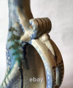 VASE Art Nouveau by JEAN JOHANNEL Terre Cuite Enameled Terracotta Ferney Voltair