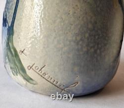 VASE Art Nouveau by JEAN JOHANNEL Terre Cuite Enameled Terracotta Ferney Voltair