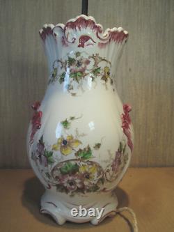 VASE CLAIREFONTAINE LG Léon GRAVES c1890/1913 PIED de LAMPE faience Art Nouveau