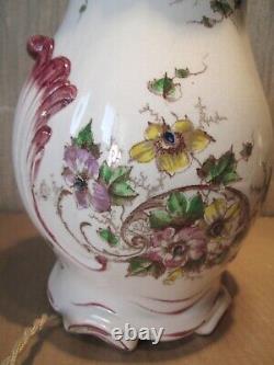 VASE CLAIREFONTAINE LG Léon GRAVES c1890/1913 PIED de LAMPE faience Art Nouveau