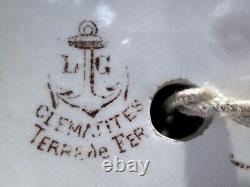 VASE CLAIREFONTAINE LG Léon GRAVES c1890/1913 PIED de LAMPE faience Art Nouveau