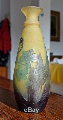 Vase D'emile Gallé D'époque Art Nouveau Original No Copy